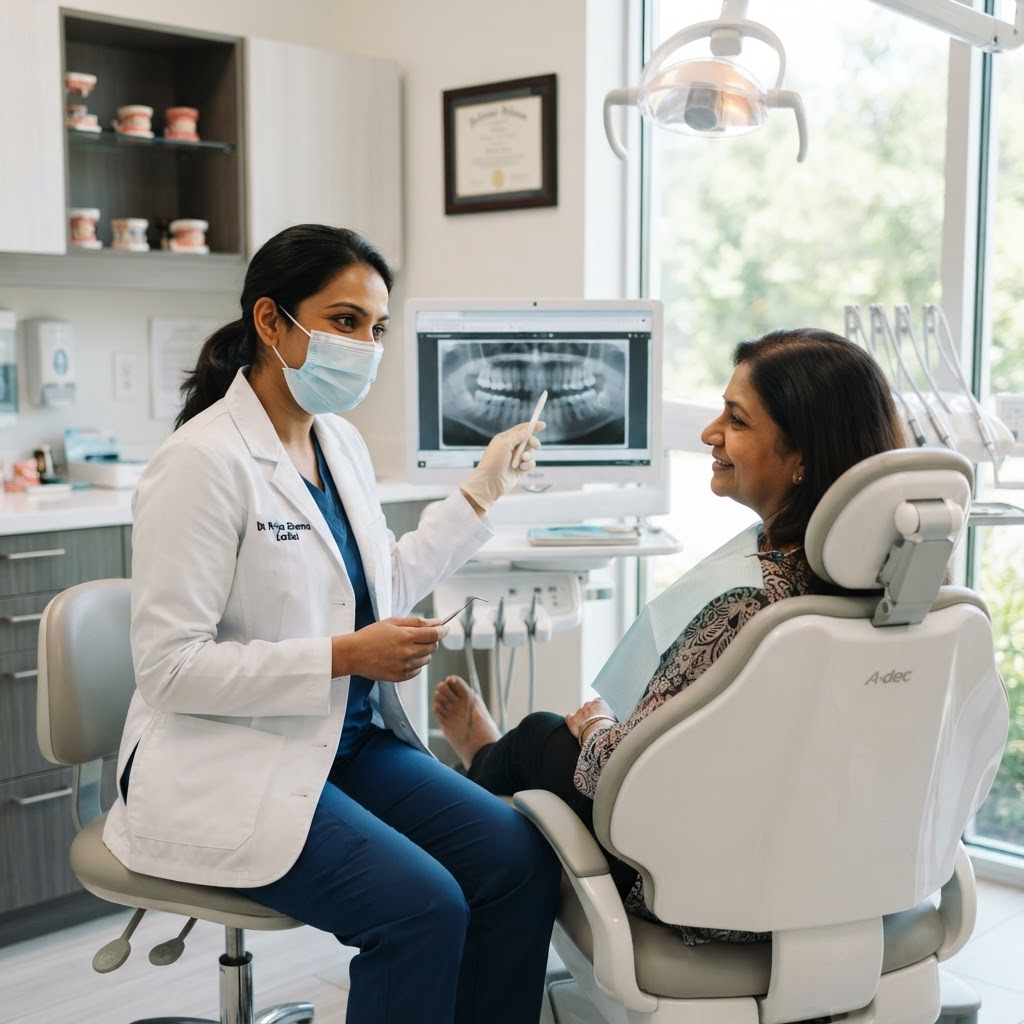 Dentist consulting a patient
